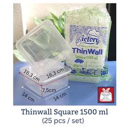 Thinwall 1500ml Square / Kotak Makan Plastik Isi 25pcs