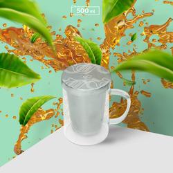 Teiera Gelas Teh Kaca Tea Infuser Glass 500ml Gelas Saringan Teh Herba