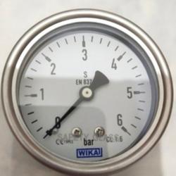 WIKA Pressure D 2" 0-6 bar, drat 1/4" NPT Kuningan Center Back