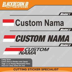 Cutting Sticker Nama & Bendera Untuk Sepeda / Helm / dll...