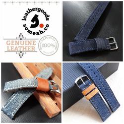 Tali Jam Denim Jeans Lapis Kulit Denim Strap Watch Custom