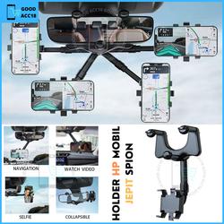 Holder HP Mobil NB59 Fleksibel | Jepit Kaca Spion Tengah + Bracket Anti Goyang