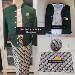 Set Lengkap Beskap Hewes + Jarik Instan + Blangkon
