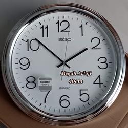 Jam Dinding Seiko 40Cm Silent Sweep/Detak Silver Putih