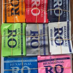 Segel Plastik Tutup Galon Logo RO hexagonal warna warni