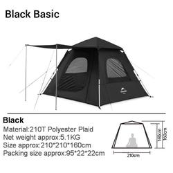 TENDA NATUREHIKE AUTOMATIC ANGO 3 BLACK SERIES NH21ZP010 CAMPING TENT - Black Basic