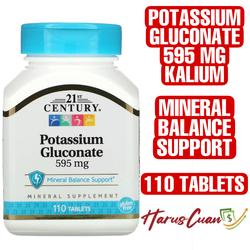 21st Century Potassium Gluconate 595 mg 110 Tablets Kalium Syaraf