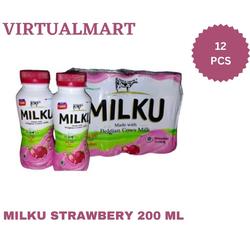 Susu Milku Kemasan Botol Rasa Strawberry 200 Ml 1 Pack 12 Botol