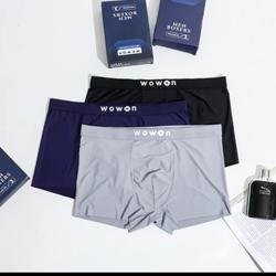 Wowon Men Boxer celana dalam pria ice silk isi 3 pcs premium