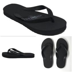 Sun Swallow Allblack Sandal Jepit Hitam - Allblack, 10 = 38-39