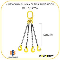 Jual 4 LEG CHAIN SLING + CLEVIS SLING HOOK. WLL 11,2 TON POWERTEC - 3 M ...