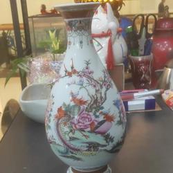 guci kecil motif ayam jago bentuk bulat