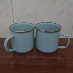 Gelas Cangkir Mug Enamel 9cm Tosca Biru Muda Telur Asin