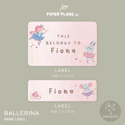 Sticker Label Nama Anak "Ballerina" Tahan Air Anti Luntur Custom