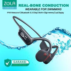 Zola Open Ear Bone Conduction Earphone IPX8 Headset Headphone Wireless - Hitam