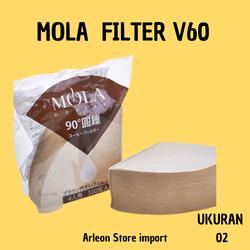 Mola Paper filter V60 ukuran 02W kertas filter kopi 100 Pcs Coklat