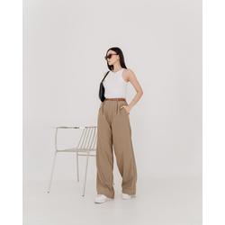 Hanna Pants Casual Celana Panjang Kekinian Fashion Wanita - Mocca