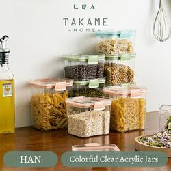 TAKAME HAN Toples Warna Pastel Cemilan Makanan Snack Permen Cookies Serbaguna Minimalis Estetik Bening Anti Bocor Minimalis Transparan
