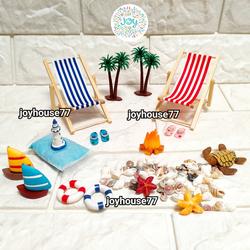 1p Miniatur Pantai Perahu Layar Kursi Bintang Laut Sandal Kerang Penyu