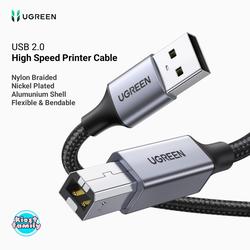 Ugreen Kabel Printer USB 2.0 Male to USB Type B Male Alumunium Braided - 2 Meter