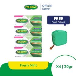 Polident Lem Perekat Gigi Fresh Mint 20g BELI 4 GRATIS Pouch