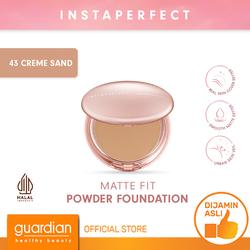 Instaperfect Matte Fit Powder Foundation 43 Creme Sand 13Gr - Bedak (Real Skin Cover Setter, Smooth Matte Finish, SPF 20 PA+++)