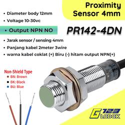 PR12-4DN PR124DN PR12 4DN NPN Inductive Proximity Sensor PK52 Switch Jarak 4mm 10-30V DC NO Deteksi Metal Logam Autonics Autons Berm Dappra