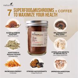 kopi jamur organic Mushroom coffee lions mane turkeytail ashwagandha cordyceps maitake chaga reishi maitake no sugar