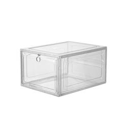 Kotak Sepatu Transparan Flip Buka Depan dan Buka Samping dengan Pintu Magnet Extra Besar Bahan Plastik PP Tebal  Dapat DItumpuk untuk Organizer Sepatu