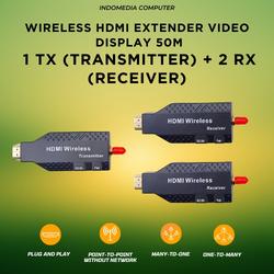 Wireless HDMI Extender Video Display 50M Transmitter 1TX+2RX Extender HDMI 50m Antena Extender 1TX+2RX