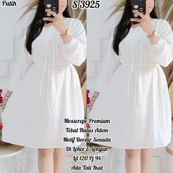 dress putih bahan moscrepe premium ld 120