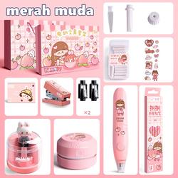 Penghapus elektrik set electric stationery rautan anak elektrik - Pink Girl 