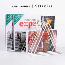 VERTUREWIRE Sekat Buku Minimalis Triangle Book Shelf - Desain Modern & Elegan - Warna Hitam Putih - Material Kawat Besi Anti Karat - Cocok untuk Kantor & Rumah - Dekorasi Ruang Tamu & Cafe - Hadiah Spesial