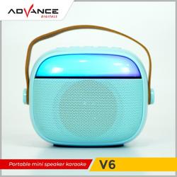 Speaker Advance V6 Portable LED 2 MIC Karaoke Bluetooth - Blue
