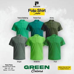 Polozin | Kaos Polo Shirt Kerah Polos Pria Wanita Poloshirt Lengan Pendek Bahan CVC Pique | Size XS - S - M - L - XL - XXL - 3XL - 4XL  - Green Series