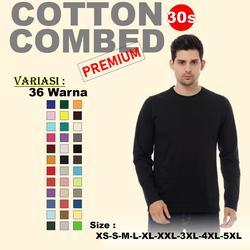 Kaos Pria Polos Lengan Panjang Cotton Combed 30s Kaos Katun Premium - 5XL