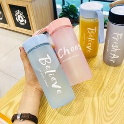 Botol Minum BPA FREE Doff Anti Tumpah/ Botol Air Minum Tali Motif Kata 500 ml KLX 126