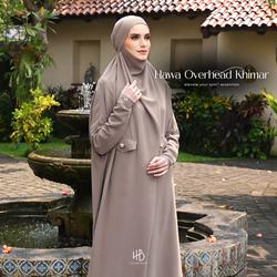 HIJABERLIN - Hawa Overhead Khimar Dress Wood - Gamis Syari Umroh Haji Premium