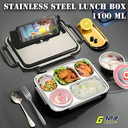 Lunch Box Set Kotak Bekal Makan Bento Jerami Gandum Stainless 1100ML 5 Sekat Tempat Sup