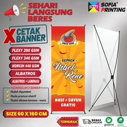 Cetak / Print X Banner Murah + Tiang Rangka Ukuran 60 x 160 cm