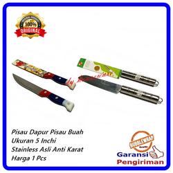 Pisau Dapur Stainlis Pisau Sayur Buah Pisau Kecil Gagang Warna ( 1Pcs)