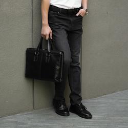UNITEDJEANS - Celana Reguler Slim Fit Jeans Pria Bahan Soft Stretch Denim – Stone Black - (RF-02) - 28