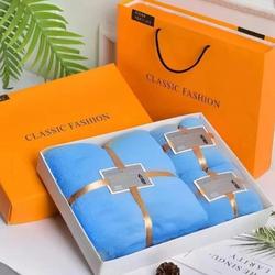 Towel Bath Set /Handuk Mandi Premium Kado Hadiah Souvenir Hampers 3Pcs - Blue