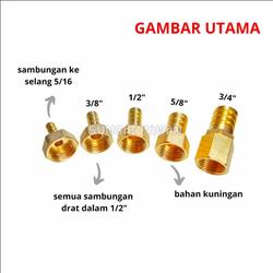 Sambungan konektor selang air drat dalam 1/2 inchi irigasi kuningan - 1per2