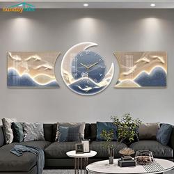 Lampu Dinding Lukisan Jam Hiasan Dinding Ruang Tamu  Jam Dinding Nordic Modern biru Lukisan Krystal Porselin Wall Decor  3pcs/Set Ruang Makan koridor TV Sofa bsh