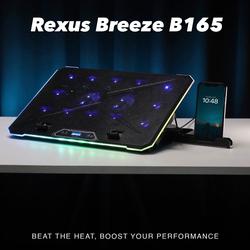 Rexus Breeze B165 Cooling Pad with 14 High Speed Fans for Laptop  up to 17" 17 inch Cooler Fan dengan 14 Kipas Pendingin Notebook with RGB Adjustable Height and Phone Holder Computer
