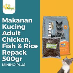 Petspotid - Repack Minino Plus Adult 1kg - Makanan Kucing Dewasa - 500 gr repack