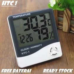 HTC-1 Hygrometer Termometer Ruangan Digital Jam Thermometer Indoor