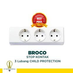 STOP KONTAK BROCO 3 LUBANG (CP) 15330 Child Protection Original