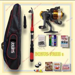 1 Set Alat Pancing siap pakai, Reel 6 bearing joran tas dll terjangkau
